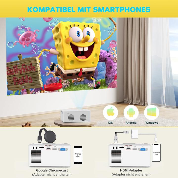 Produktbild Purshe Mini Beamer mit Bluetoothfunktion (Full HD, 9500 lm)