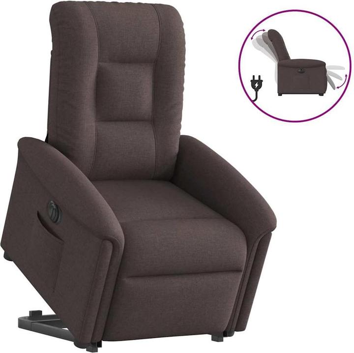 Produktbild VidaXL Elektrischer Massagesessel mit Aufstehhilfe Dunkelbraun Stoff