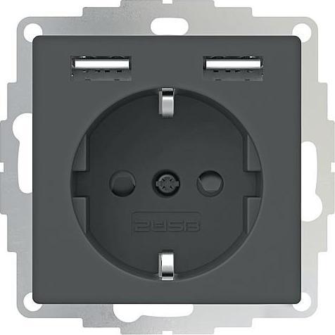 Produktbild 2USB 2U-449313 Unterputz-Steckdose VDE, mit USB, erhöhter Berührungsschutz IP20 Schwarz