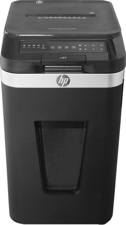 Produktbild HP Pro Shredder Auto 400MC Aktenvernichter mit Partikelschnitt P-5, 2 x 12 mm, bis 400 Blatt, schwar (Microschnitt)