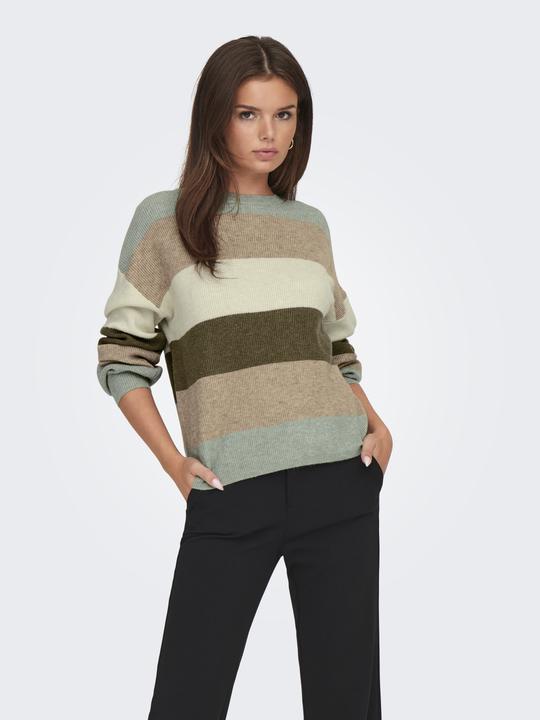 Produktbild Only Rundhals Gerippte Ärmelbündchen Tief angesetzte Schulter Pullover Strickpullover (XL)