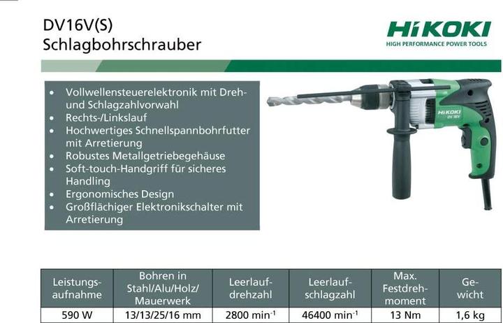 Actual product image Hikoki Impact drill (Electrical connection)