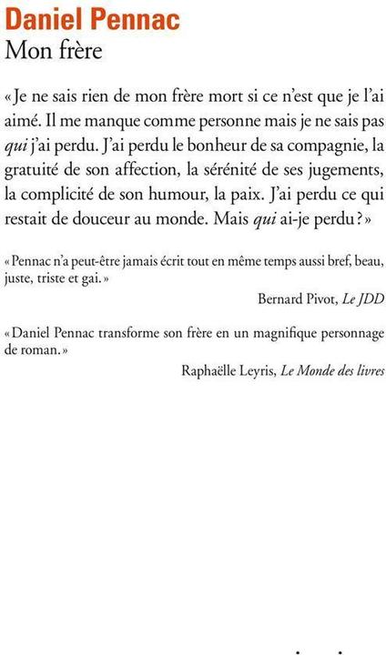 Produktbild Mon frère (Französisch, Pennac Daniel, 2020)