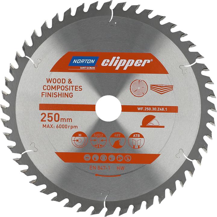 Actual product image MGA NORTON CLIPPER Carbide Blade Finish 250x3.2/2.2x30 Z48 - 70184608109