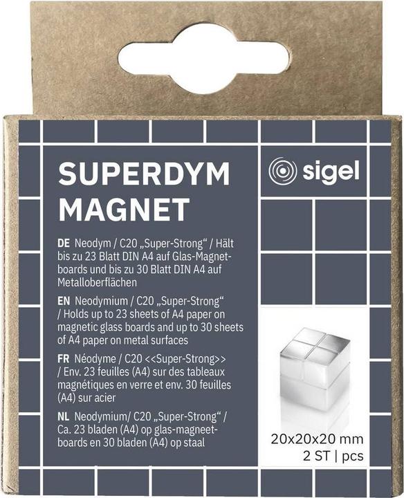 Image du produit Sigel 2 aimants C20 "Super-Strong" argentés 2,0 x 2,0 x 2,0 cm (2 x)