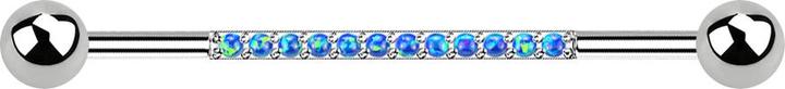 Actual product image Star Piercing Barbell silber mit zwei Kugeln zwölf Opale blau (without brass, Titanium G23)