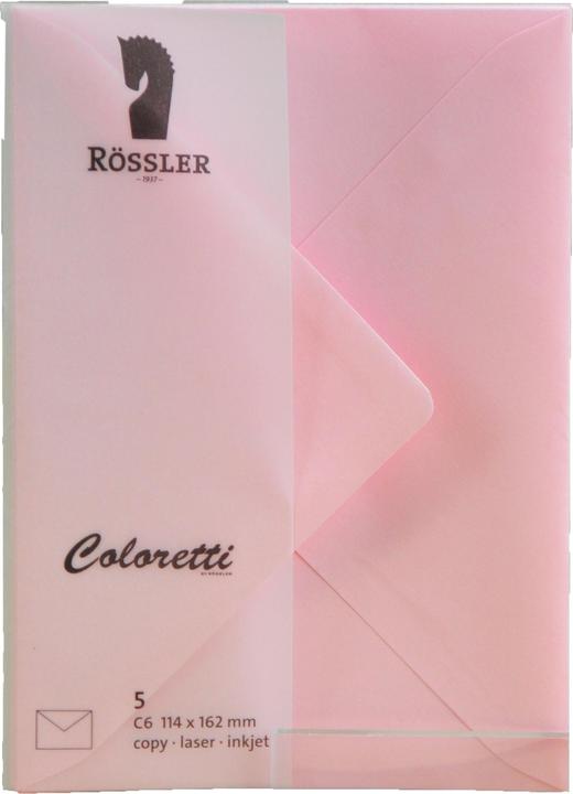 Image du produit Magni 220705523 - Coloretti enveloppes, 80 g/m², DIN C6, rose, 5 pièces (C6, 5 x)
