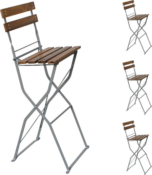 Actual product image Mojawo Biergarten Barhocker Hochstuhl Klappstuhl Gartenstuhl Akazie Stahl
