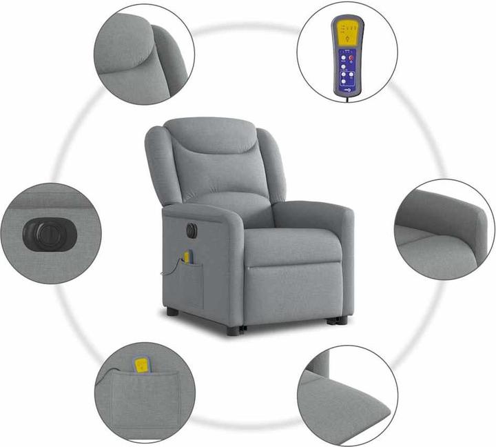 Immagine prodotto VidaXL Poltrona massaggiante elettrica con ausilio per la posizione eretta Tessuto grigio chiaro