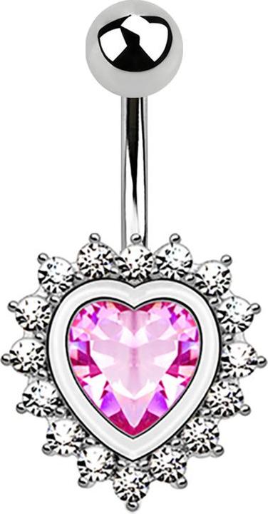 Immagine prodotto Star Piercing Cuore d'argento a banana con cuore di cristallo rosa (Ottone, Acciaio chirurgico 316L)