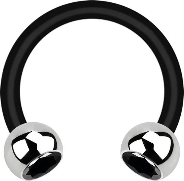Immagine prodotto Star Piercing Micro Circular Barbell nero con due sfere in cristallo d'argento nero (Acciaio chirurgico 316L, Bioflex, senza ottone)