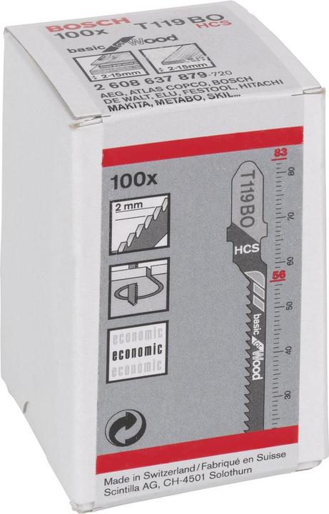 Image du produit Bosch Professional Zubehör Lame de scie sauteuse T 119 BO Basic for Wood, pack de 100