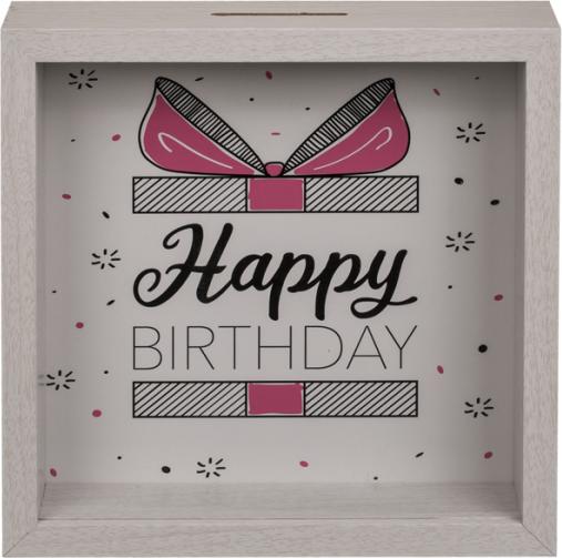 Produktbild Ootb Holz-Spardose, Happy Birthday, im Rahmen (20 x 20 cm)