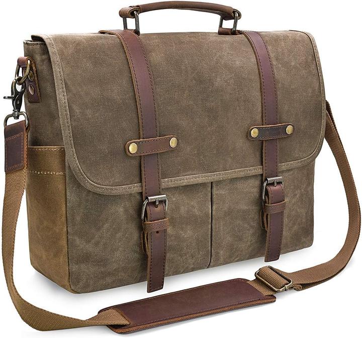 Produktbild Only-Bags.Store Herren Umhängetaschen Aktentasche Laptoptasche Wasserdichtes Segeltuch Grosse Arbeitstasche