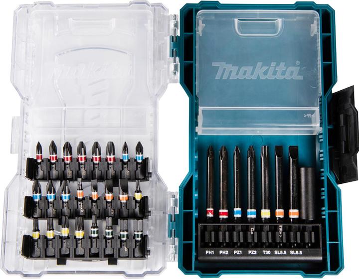 Makita Bit set 32pcs. (Cross Phillips PH M1, Cross Phillips PH M2, Cross Pozidriv PZ M1, Cross Pozidriv PZ M2, Hexagon socket TX M30, Cross Pozidriv PZ M0, Cross Pozidriv PZ M3, Cross Phillips PH M0, Cross Phillips PH M3, Screw slot M3, Screw slot M4, Hexagon socket TX M10, Hexagon socket TX M15, Hexagon socket TX M20)