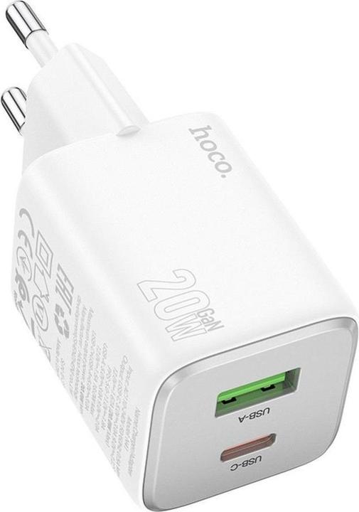 Hoco Adapter charger USB A + Type C PD QC 3A 20W N41 white (20 W)