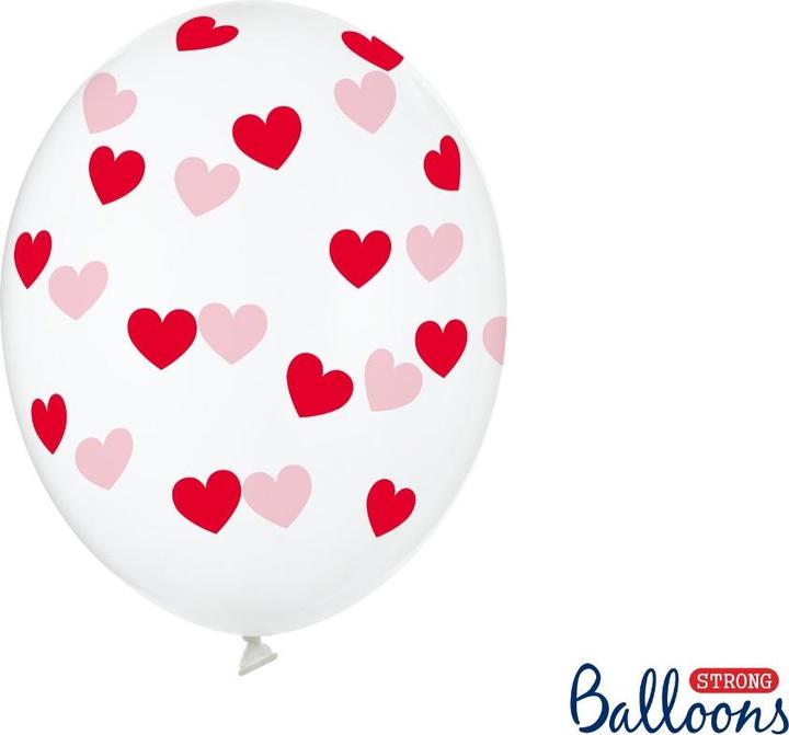 Produktbild Partydeco Transparente Luftballons mit Herzen Rot (6St.) (6 x)