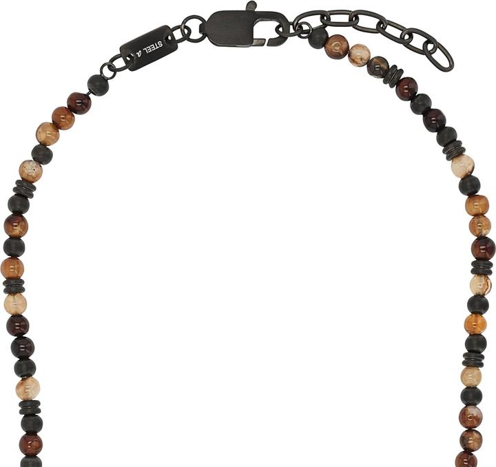 Image du produit S.Oliver Halsschmuck für Jungs, Edelstahl, Steel Beads, Achat (Acier inoxydable, 3 cm)