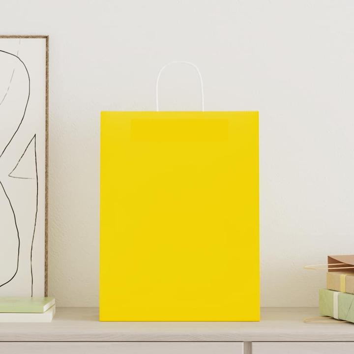 Image du produit VidaXL Sacs en papier kraft 50 pcs. avec anse jaune 32x12x42 cm Sac en papier (Pochette cadeau, 50 x)