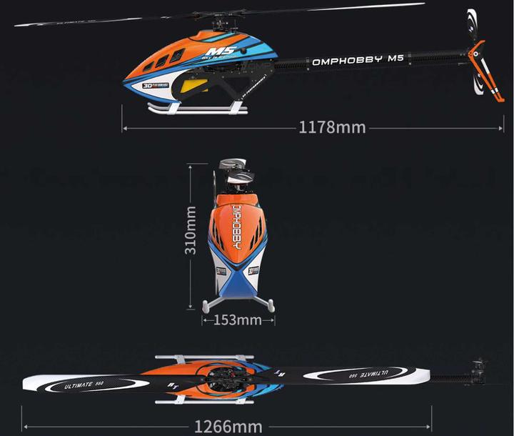Actual product image OMP Hobby Helikopter M5 Aurora-Green Bausatz und Rotorblätter