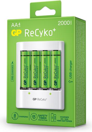 Actual product image GP Batteries ReCyko U411, Rechargeable battery, AA, Nickel-metal hydride (NiMH), 1.2 V, 4 piece(s) (4 pcs., AA, 2000 mAh)