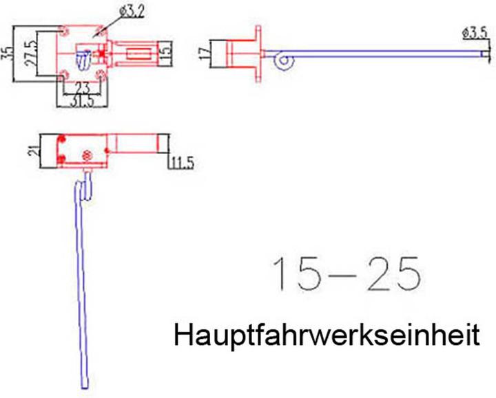 Produktbild E-Flite Einziehfahrwerk elektrisch 15-25 Size 90° 3-Bein
