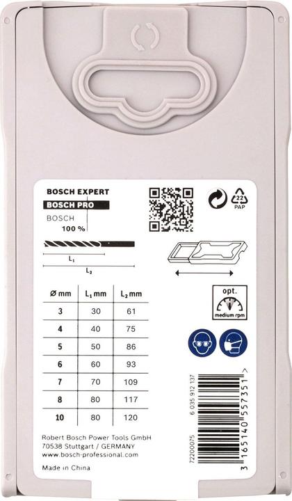 Produktbild Bosch Professional Zubehör PRO Wood Holzspiralbohrer-Set. 7-tlg. (4 mm, 3 mm, 5 mm, 6 mm, 7 mm, 8 mm, 10 mm)