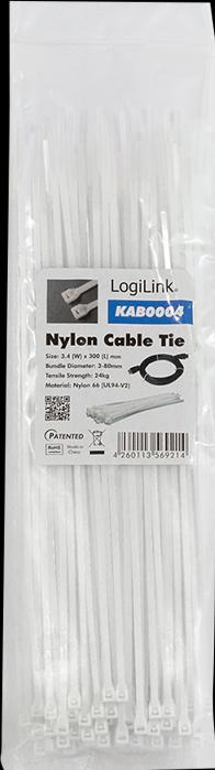 Produktbild LogiLink Kabelbinder, 100 Stk. (Kunststoffkabelbinder, 300 mm, 100 Stk.)