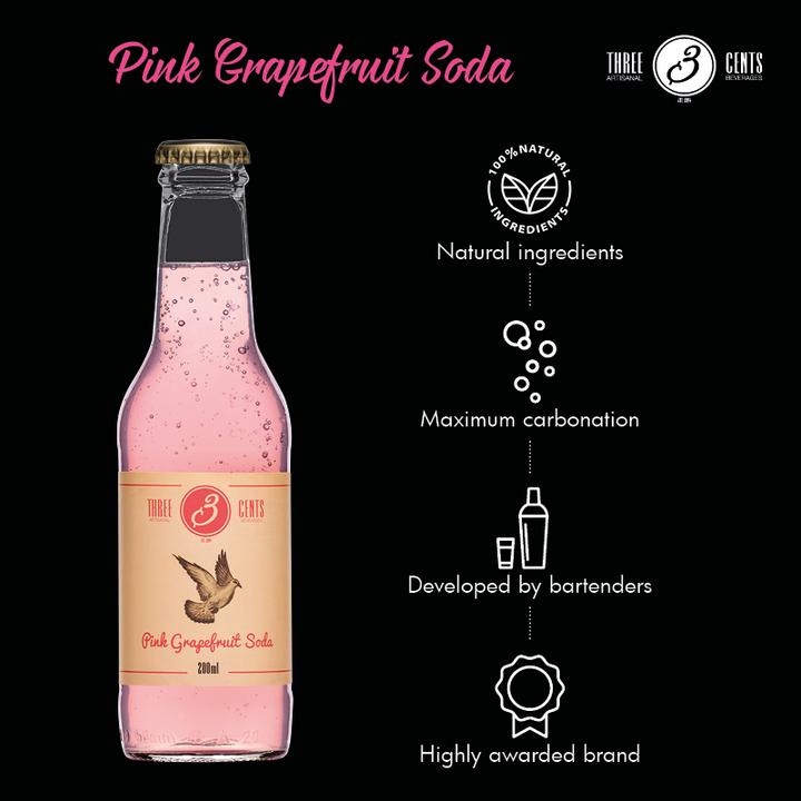 Actual product image Three Cents Pink grapefruit soda (24 x 20 cl)