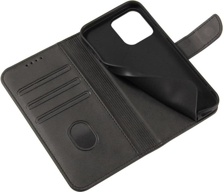 Produktbild Hurtel Magnet Case Hülle für Vivo Y35 / Vivo Y22 / Vivo Y22s Hülle mit Flip Wallet Ständer schwarz (Vivo Y35)