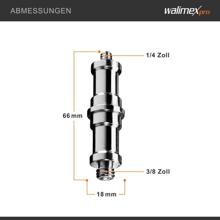 Produktbild Walimex Set 2x Spigot Gewinde Adapter 3/8" 1/4" Fotografie Kamera Zubehör Stativ (Stativadapter)