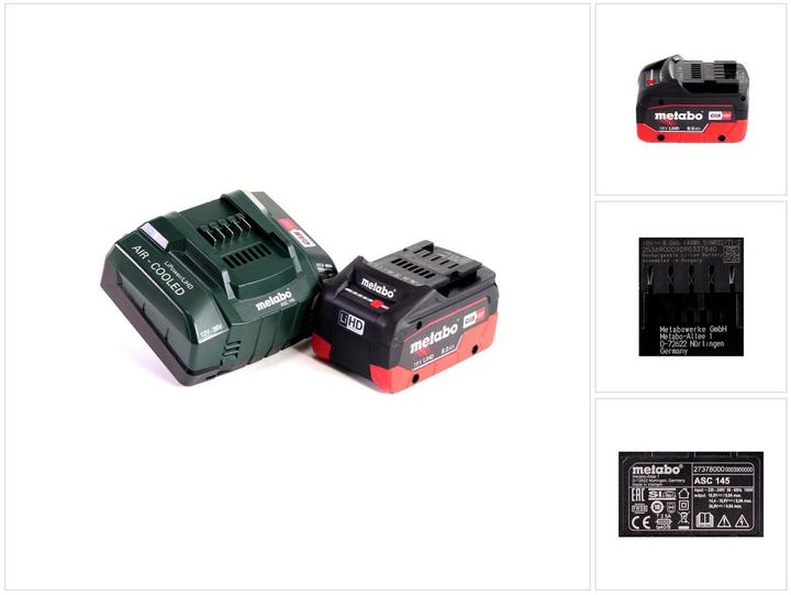 Metabo Akku Basis Set 18V mit 1x Akku LiHD 8,0Ah ( 625369000 ) + Ladegerät ASC 145 ( 627378000 ) (18 V)