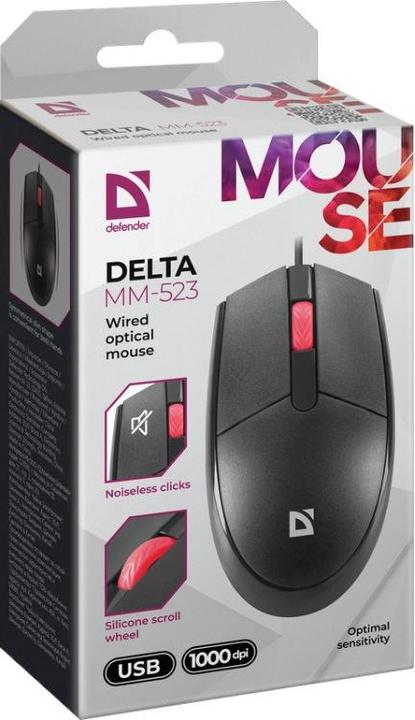 Image du produit Defender Souris Souris filaire DELTA MM-523 1000 dpi sans clic, silencieuse (Filaire)
