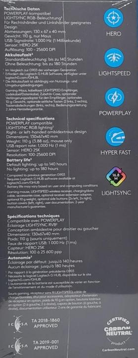 Immagine prodotto Logitech G 903 Velocità della luce (Senza fili, Cablato)
