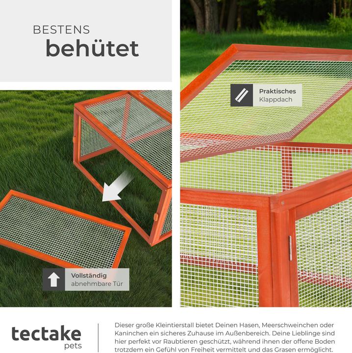 Immagine prodotto tectake Kaninchenstall mit 4 Türen 181x90x48cm