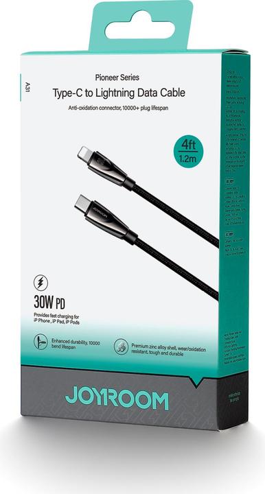 Actual product image Joyroom Pioneer Series SA31-CL3 USB-C / Lightning 30W 1.2m cable - black (1.20 m, 30 W)