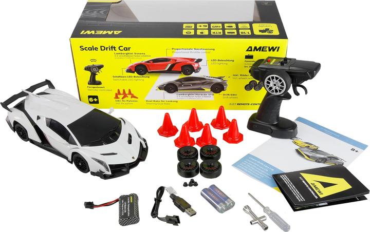 Immagine prodotto Amewi RC Drift Lizenz Lamborghini Veneno weiss (RTR pronto all'uso)