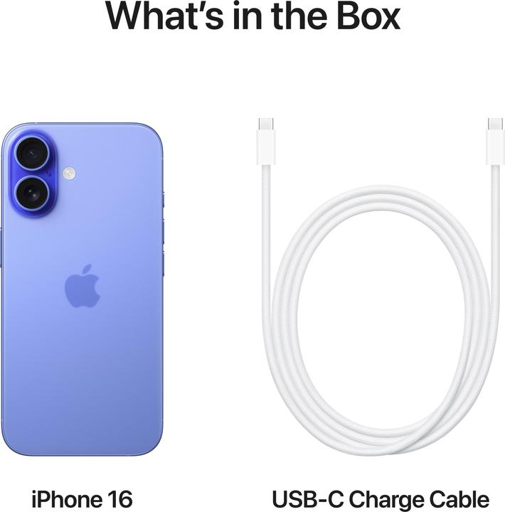 Actual product image Apple iPhone 16 (256 GB, Ultramarine, 6.10", SIM + eSIM, 48 Mpx, 5G)