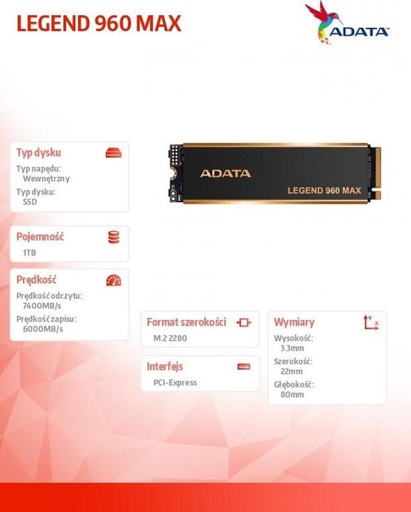 Produktbild Adata Legend 960 Max (1000 GB, M.2 2280)