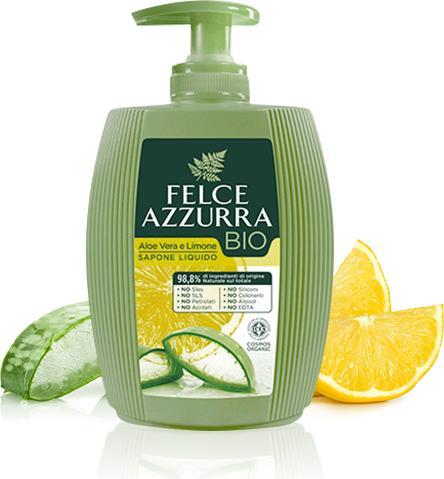 Immagine prodotto Felce Azzurra Sapone liquido organico aloe vera e limone 300 ml (Sapone liquido, 300 ml)