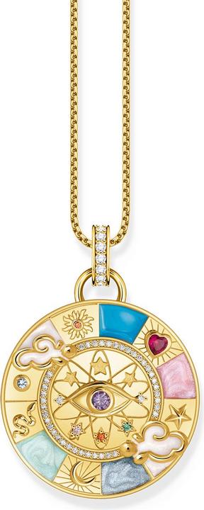 Immagine prodotto Thomas Sabo Ciondolo ruota della fortuna placcato oro con simboli cosmici (Argento 925, Smalto)