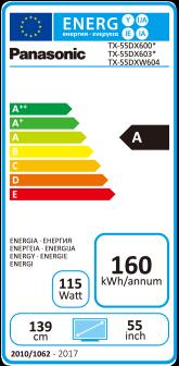Energie-Label Panasonic Tx-55dxw604 (55", LCD, 4K)