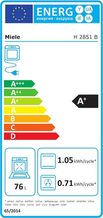Energie-Label Miele Einbau-Backofen H 2851 B Edelstahl/CleanSteel