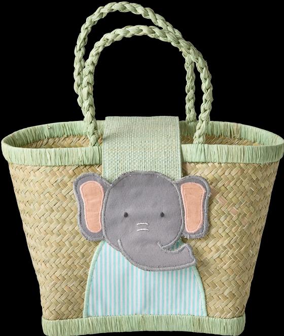 Rice - Raffia Kids Bag with Elephant Closing - (KIBAG-ELEP)