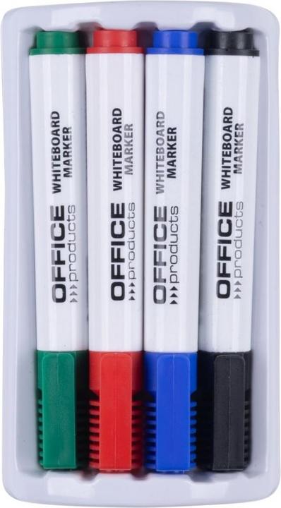 Actual product image Office Products Textmarker-Set mit magnetischem Schwamm für Whiteboards (Black, Green, Blue, Red, 3 mm, 4 x)