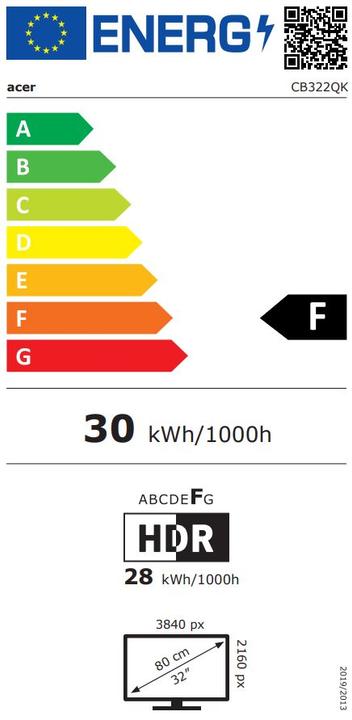 Energie-Label Acer CB322QKAbmiiprx (3840 x 2160 Pixel, 31.50")
