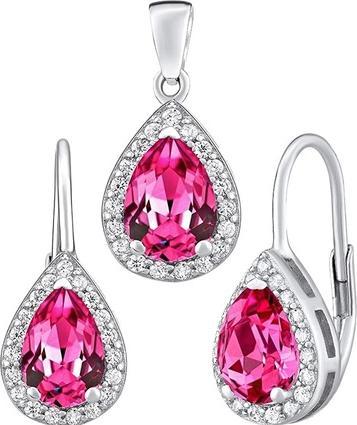 Silvego Silver jewelry set MONACO earrings and pendant with synthetic ruby LPS0341R (925 Sterling Silber)