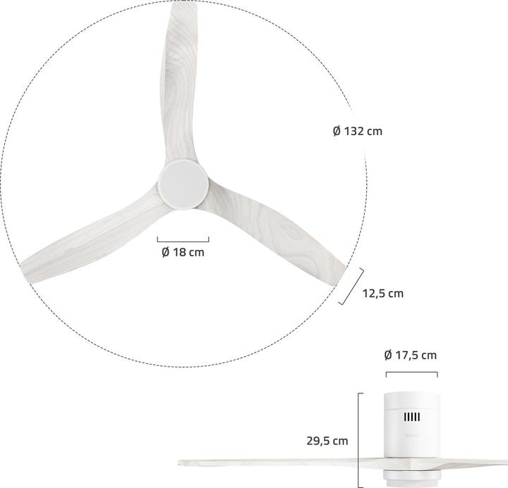 Hombli Deckenventilator mit Licht (43 dB)