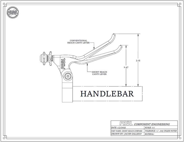 Produktbild Paul Component Engineering Paul Component Canti Lever Short Reach Bremshebel, 22.2mm, Paar, black
