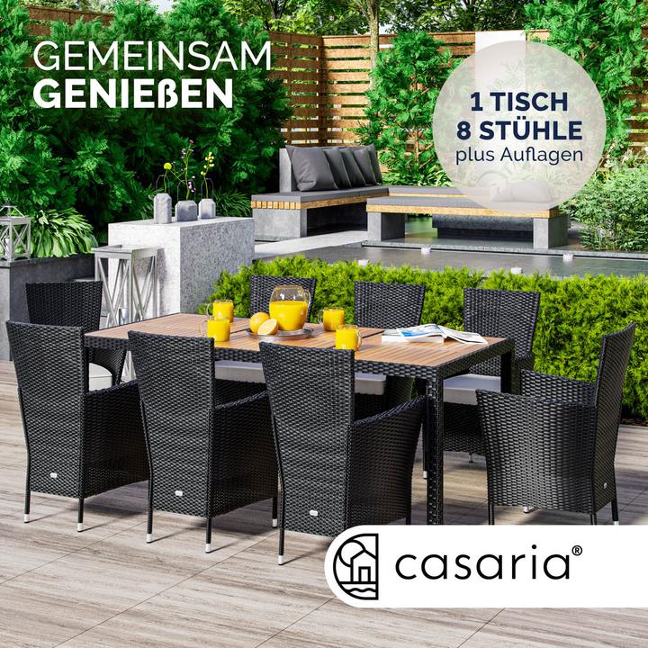 Actual product image Casaria Polyrattan garden furniture 8+1 (90 cm)